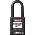 Zing ZING RecycLock Safety Padlock, Keyed Alike, 1-1/2" Shackle, 1-3/4" Body, Black, 7037 7037